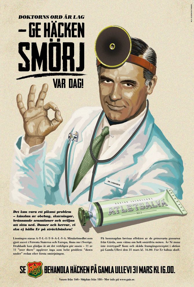 Affisch som uppmanar Gais att ge Häcken smörj – med Atletsalva